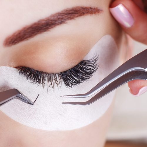 Eyelash,Extension,Procedure.,Woman,Eye,With,Long,Eyelashes.,Lashes,,Close